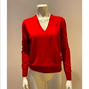 Red Ralph Polo extra fine Marino wool v neck jumper sweater